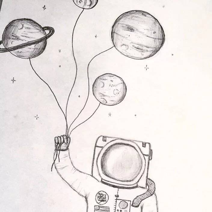 Рисунок на тему космос карандашом легко и красиво 