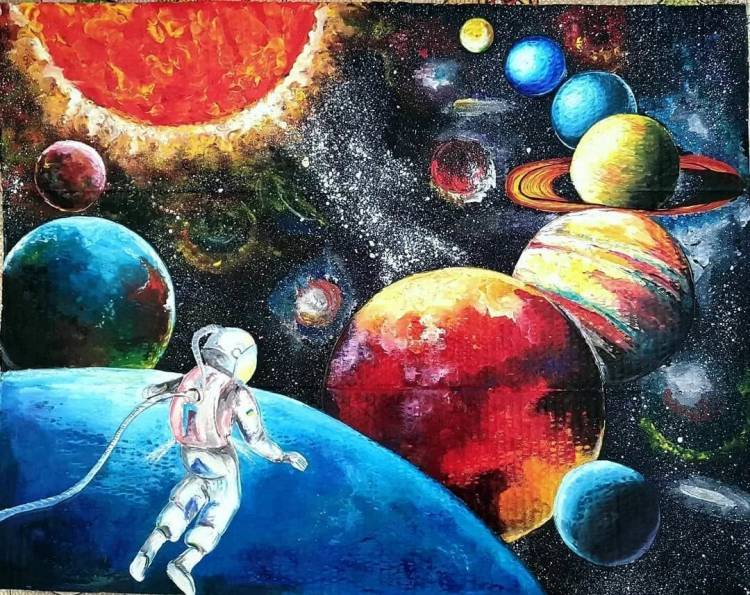 Детские рисунки космоса и планет