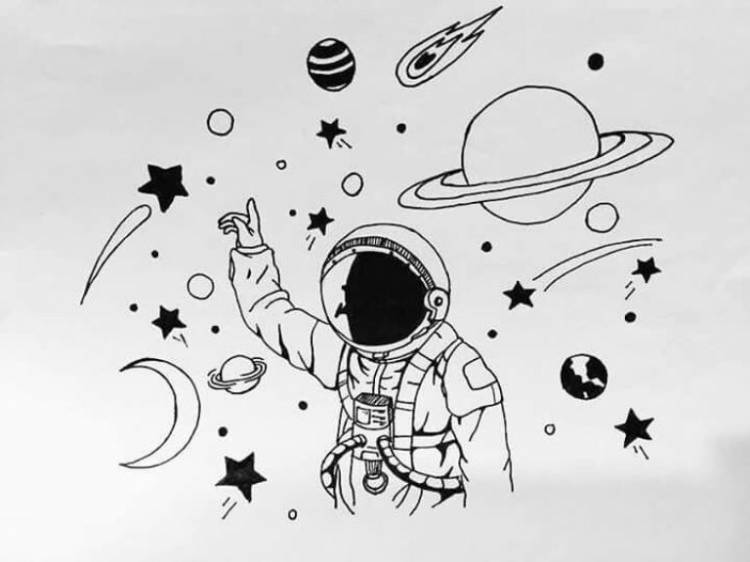 Картинки для срисовки космос карандашом