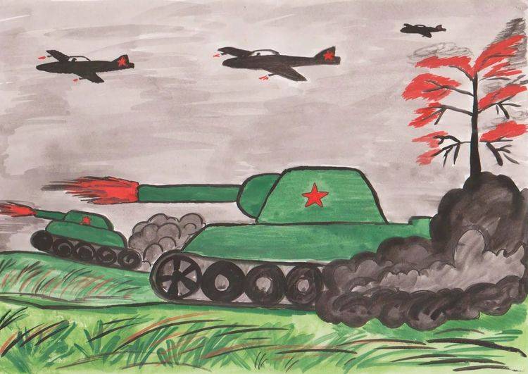 Лёгкие рисунки на тему войны для детей
