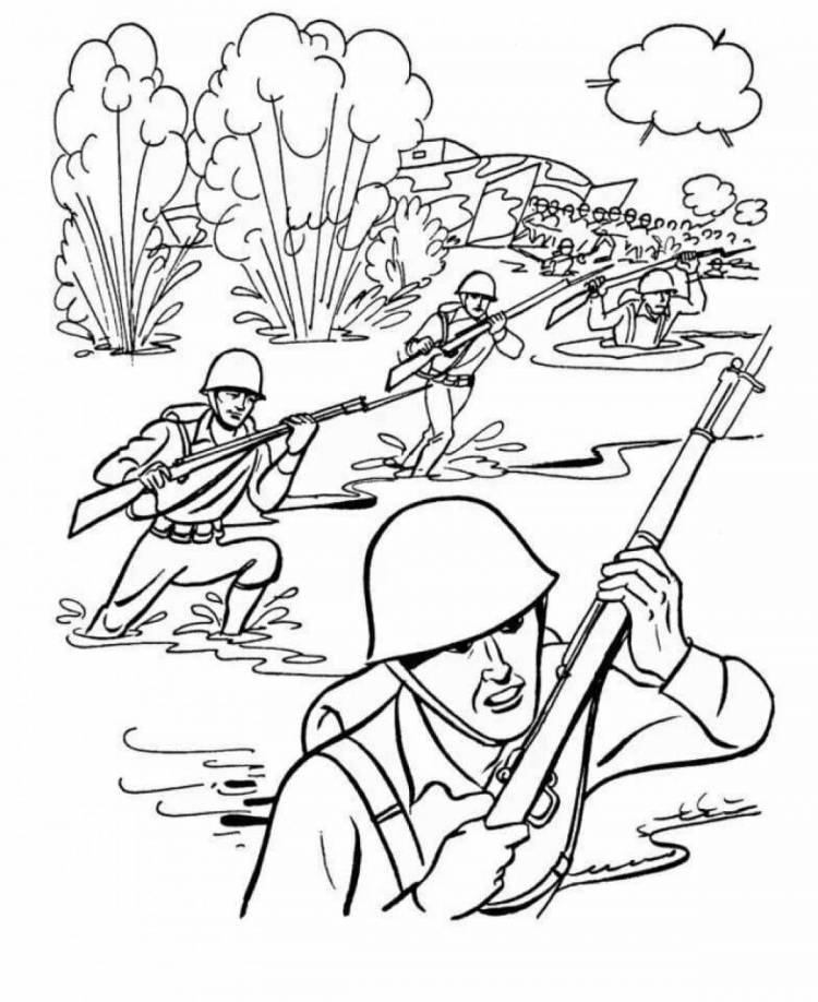 Раскраски Рисунок на военную тему 
