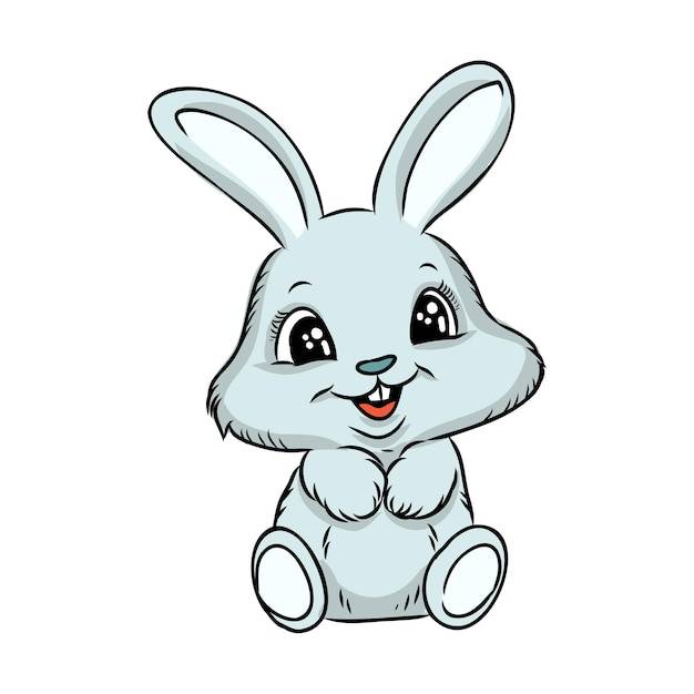 Ручной рисунок милый зайчик векторный рисунок печати дизайн кролика дети печатают на футболке