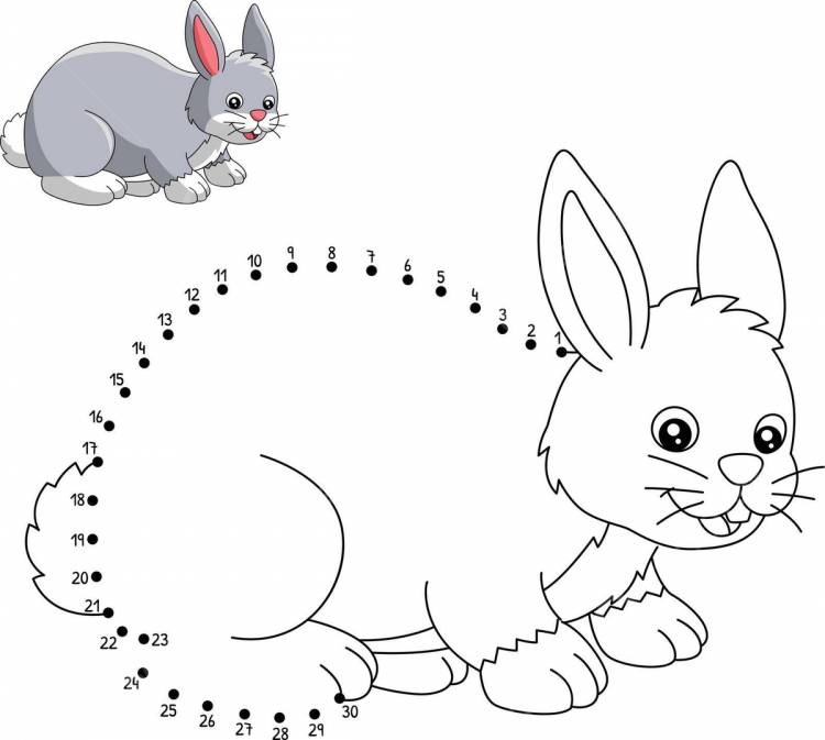 рисунок раскраска кролика по точкам для детей вектор PNG , рисунок кролика, рисунок кольца, точечный рисунок PNG картинки и пнг рисунок для бесплатной загрузки