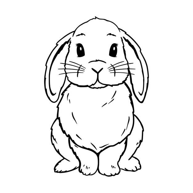 Милый lop rabbit line art