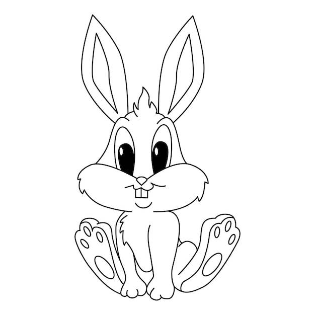 Милый кролик мультфильм раскраски страницы вектор иллюстрации для детей книжка-раскраска