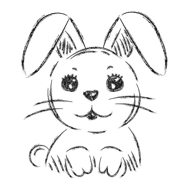 Ручной обращается милый зайчик кролик эскиз вектор детей печать дизайн иллюстрации