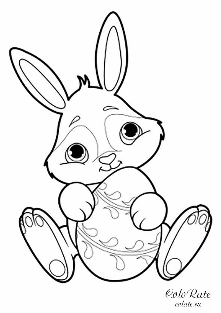 Раскраска Кролик с пасхальным яйцом распечатать и скачать