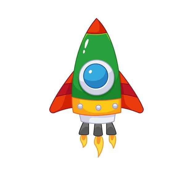 Мультяшная ракета в милом стиле для детей векторное красочное искусство с наброском космический транспортный рисунок