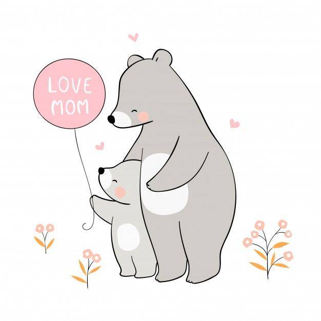 Нарисуй маму медведя и малыша на день матери