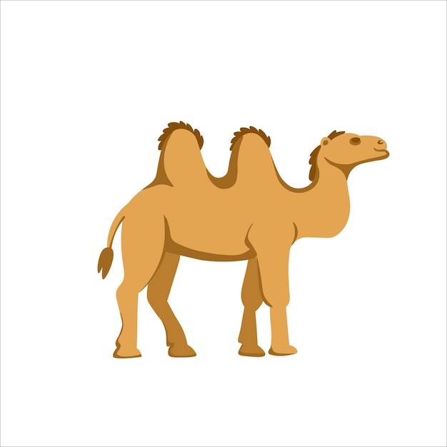Мультяшный верблюд на белом фонеплоская мультяшная иллюстрация для детей
