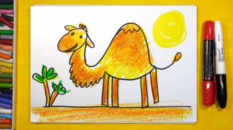 Как нарисовать Верблюда с одним горбом, Урок рисования для детей от