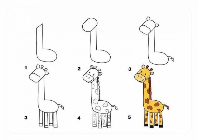 Легкий рисунок жирафа поэтапно 