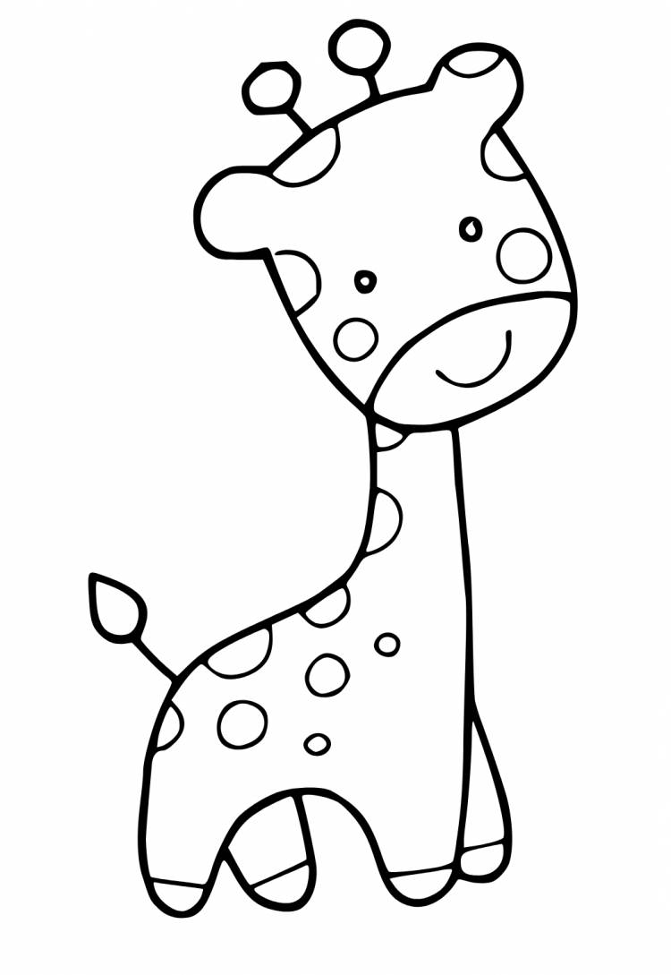 Раскраска Жирафа Милый Распечатать Бесплатно для Взрослых и Детей
