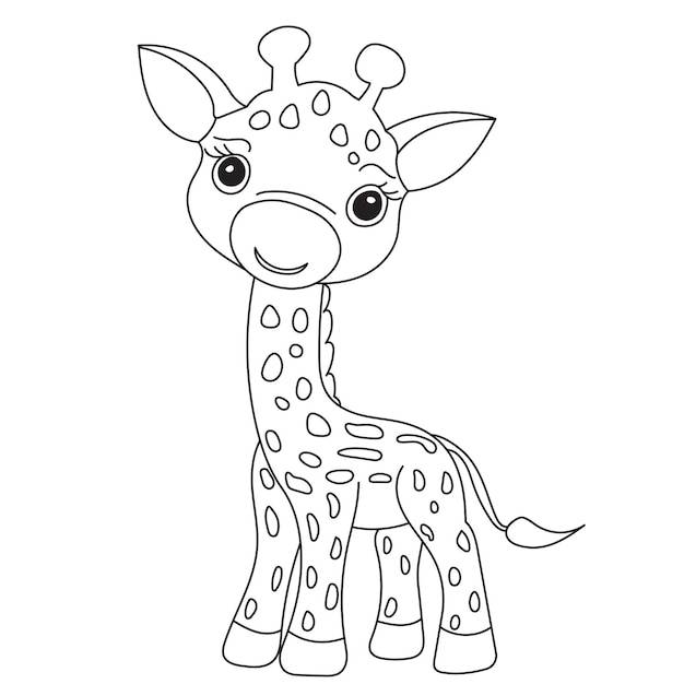Жираф-раскраска для детей изолированный вектор