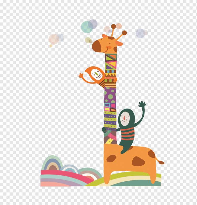 Жираф Мультяшный Детский рисунок, абстрактный мультяшный ребенок и Жираф, акварельная живопись, мультипликационный персонаж, комиксы png