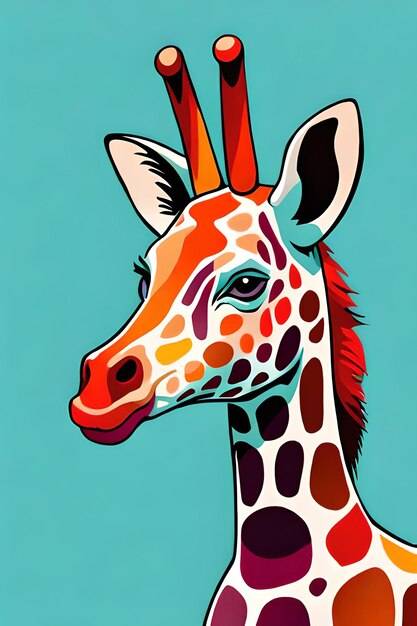 Рисунок жирафа на голубом фоне