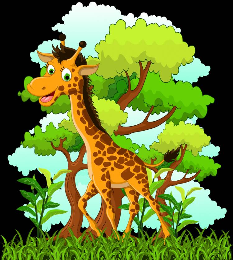 Жираф в лесу рисунок