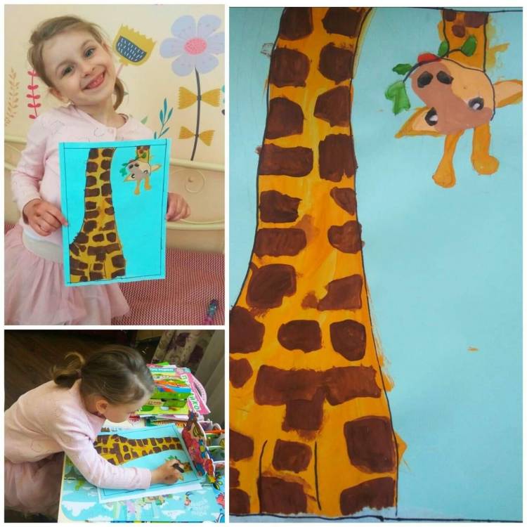 Как нарисовать жирафа красками с детьми