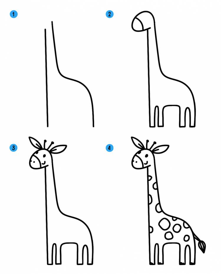 Как нарисовать жирафа для детей » рисуем жирафика легко и просто карандашом и красками