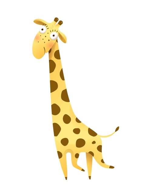 Забавный воображаемый рисунок жирафа для детей и детей, африканское юмористическое сафари-животное