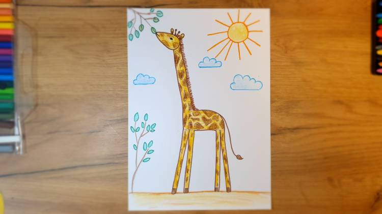 Жираф детский рисунок самый простой