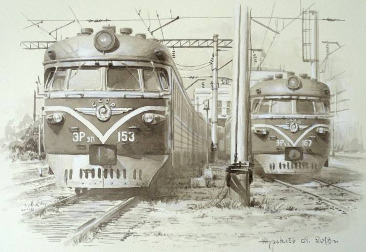 Рисунок поезда карандашом