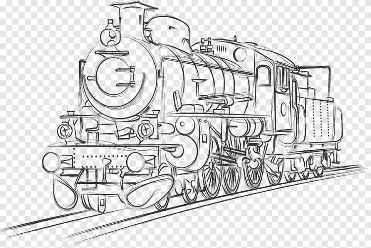 Эскиз поезда иллюстрации, Поезд Железнодорожный транспорт Паровоз Эскиз, Каркас игрушечного поезда, угол, карандаш png