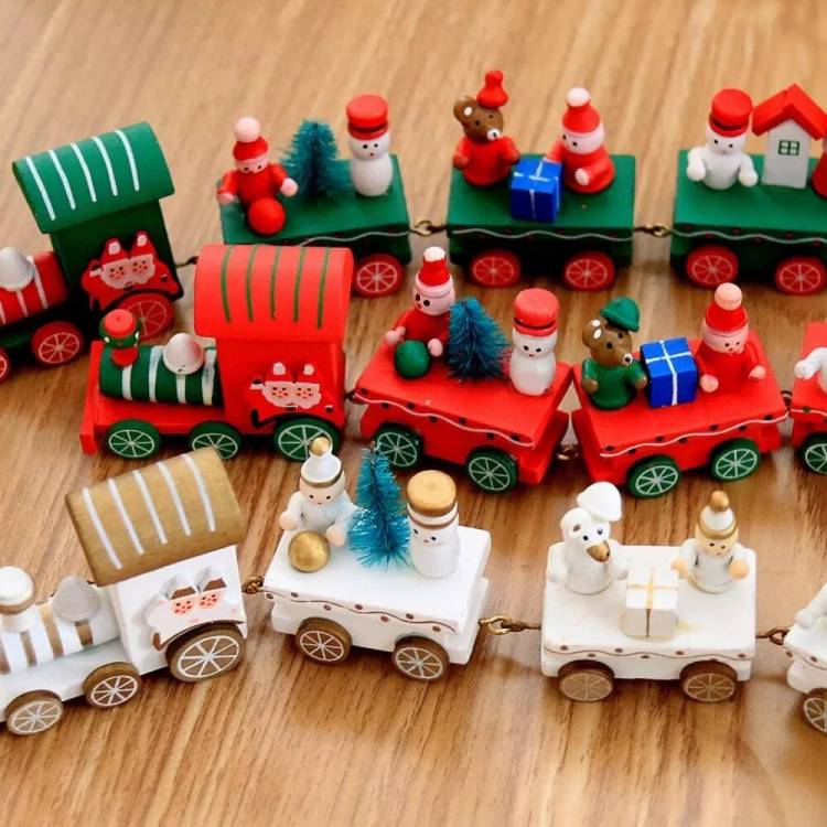 Деревянный Рождественский Декор для поезда, детские игрушки для поезда, милый рисунок Санта-Клаусом, снеговиком, поделки, игрушки для детей, рождественские и новогодние подарки