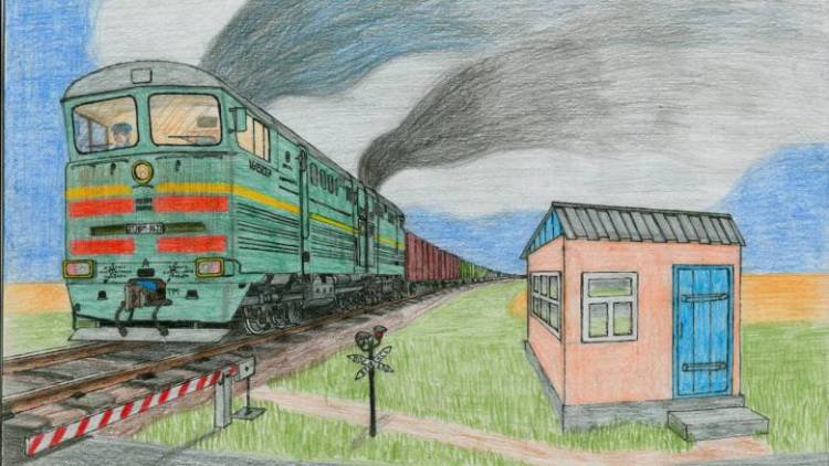 Как нарисовать поезд карандашом 