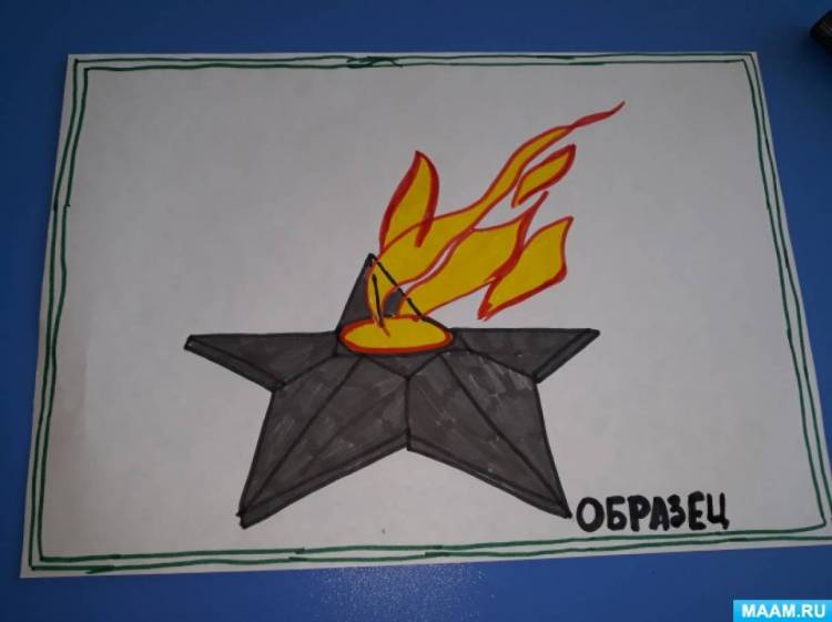 Конспект занятия по рисованию в подготовительной к школе группе «Вечный огонь» 