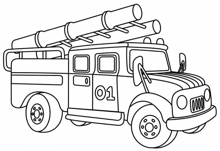 Раскраски Пожарная машина распечатать бесплатно