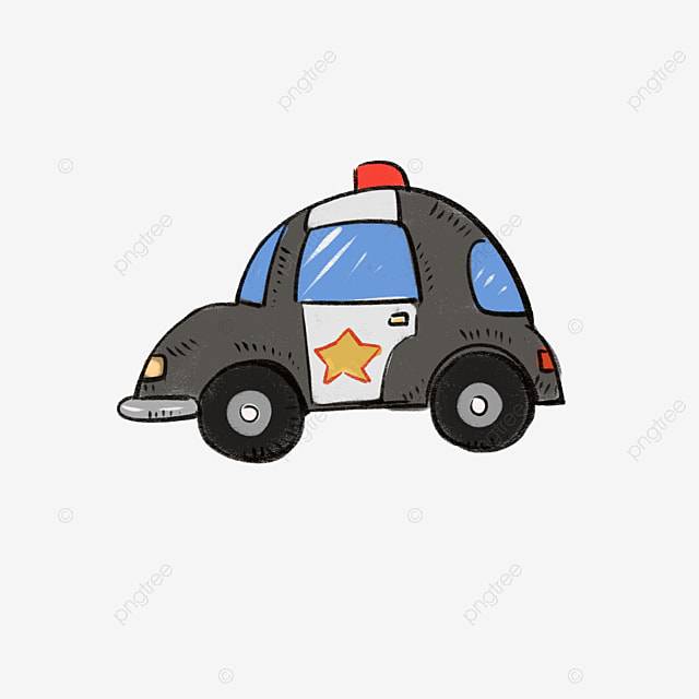 Мультяшный рисованный автомобиль Полицейская машина Компактный автомобиль Детский рисунок PNG , автомобильный клипарт, мультипликационная живопись, Фигурка PNG картинки и пнг PSD рисунок для бесплатной загрузки