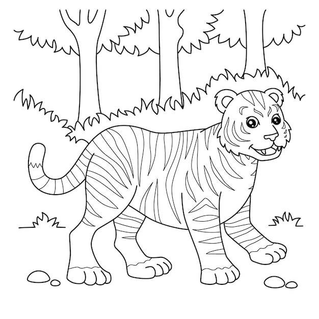 Раскраска тигр для детей