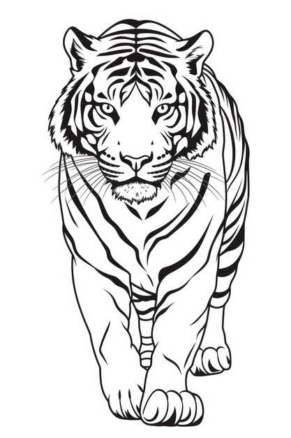 Иллюстрация раскраски тигра для детей
