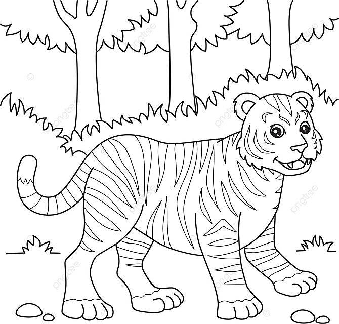 рисунок раскраска тигр для детей полосатая графика малышей вектор PNG , рисунок тигра, рисунок кольца, детский рисунок PNG картинки и пнг рисунок для бесплатной загрузки