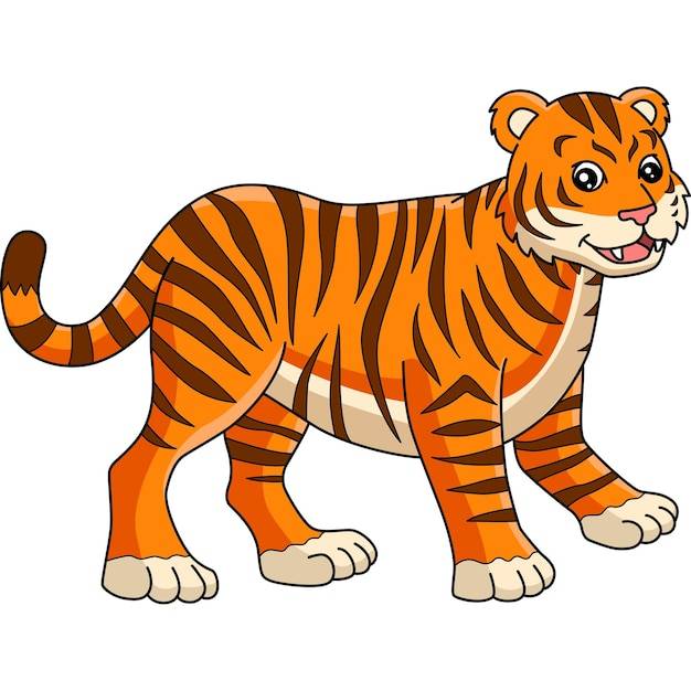 Тигр мультфильм цветной клипарт иллюстрация