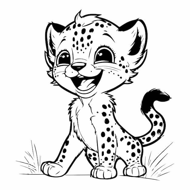 Симпатичный ребенок-тигр для раскраски книги или страницы раскраски для детей векторный клипарт иллюстрация