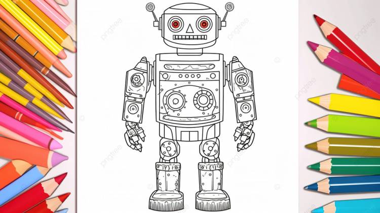 раскраски роботов для взрослых и детей распечатать, картинка робота раскрасить, робот, технологии фон картинки и Фото для бесплатной загрузки