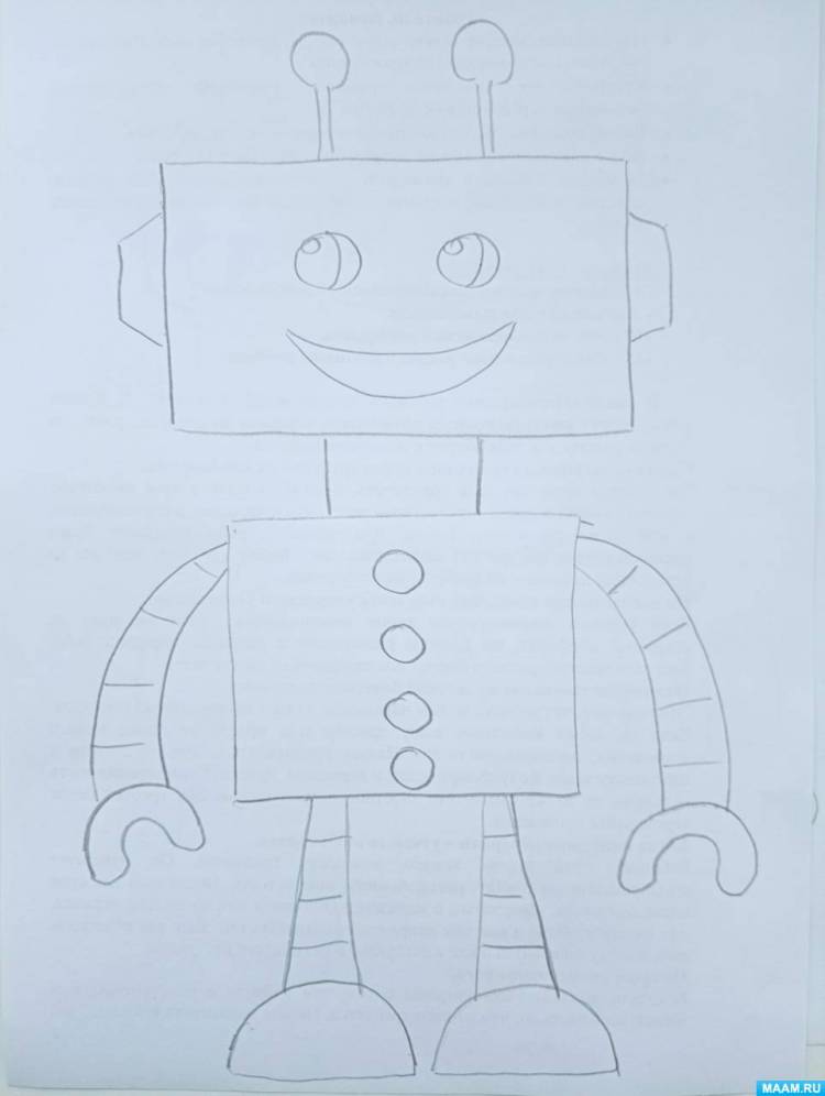 Мастер-класс для старших дошкольников по рисованию восковыми мелками «Весёлый робот» 