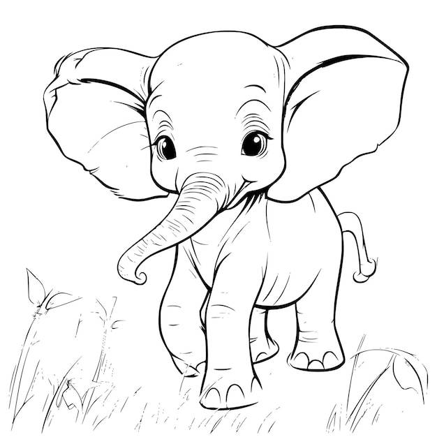Детский слоненок раскраски страницы рисунок для детей