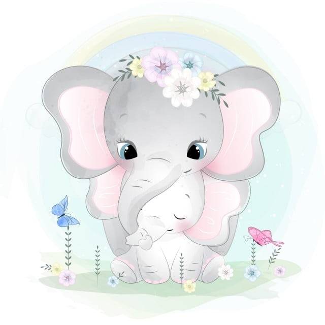 милый слон мама и малыш PNG , клипарт слоненка, акварель, день рождения PNG картинки и пнг рисунок для бесплатной загрузки