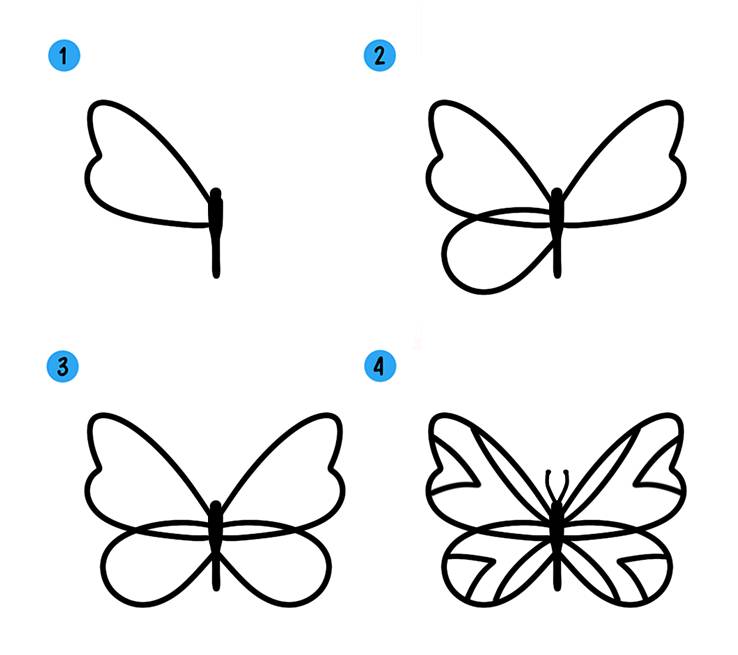 Как нарисовать бабочку поэтапно » рисуем бабочек легко и просто карандашом и красками