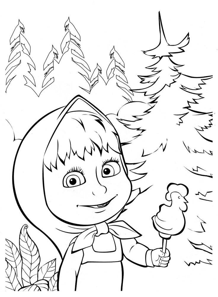 Раскраски для детей из мультфильма Маша и Медведь, бесплатно скачать и распечатать