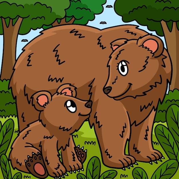 День матери мама медведь и медвежонок цветной мультфильм