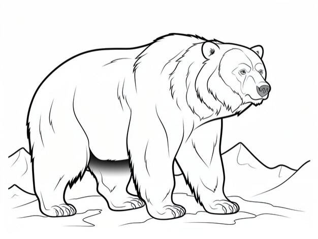 Раскраска медведь гризли для детей