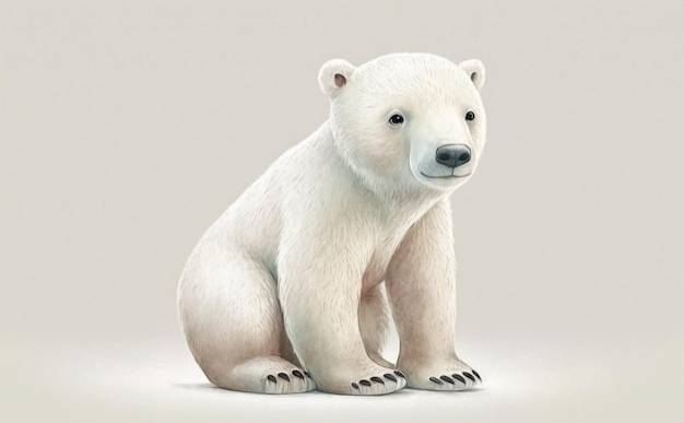 Симпатичные акварельные иллюстрации белого медведя для детей в мультяшном стиле, созданные искусственным интеллектом