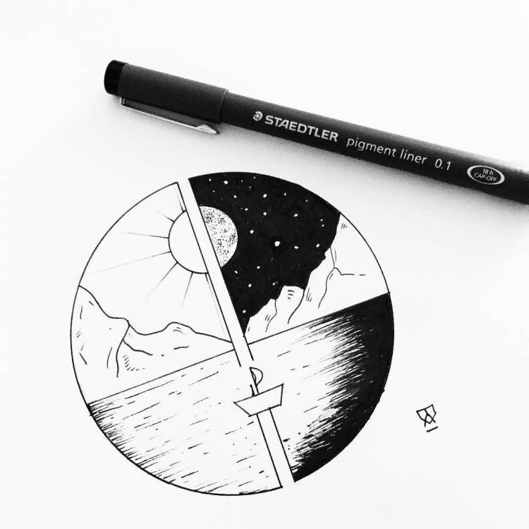 Легкие рисунки для скетчбука черной ручкой