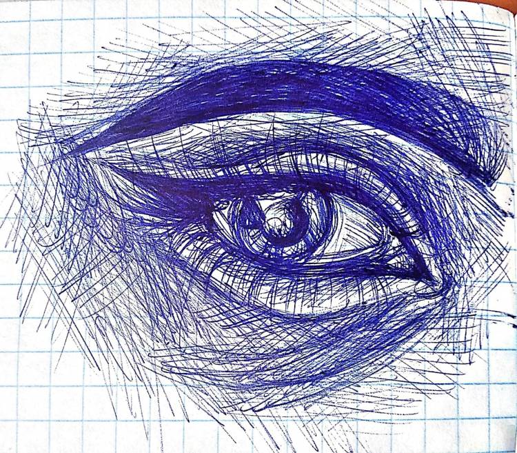 Легкие рисунки для срисовки ручкой синей