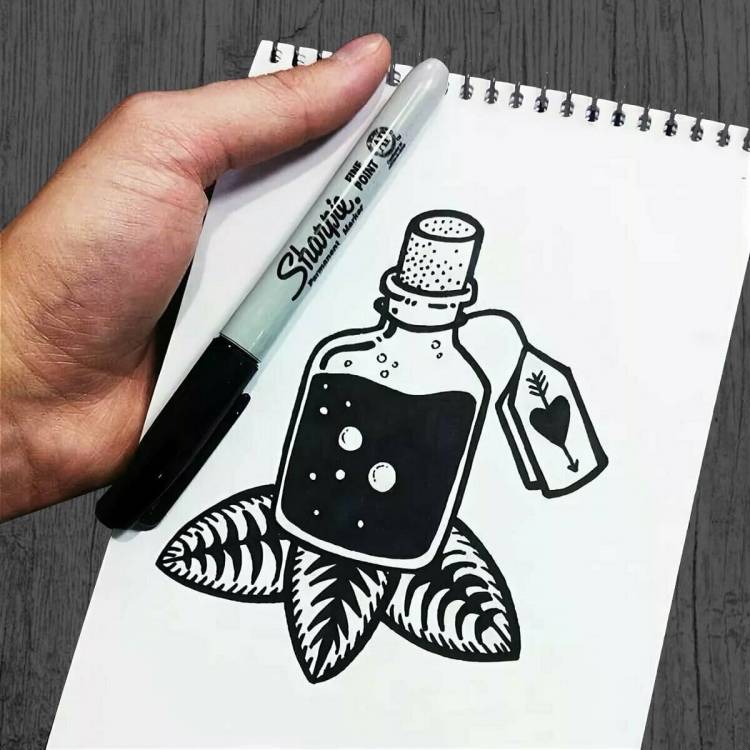 Простые рисунки черной ручкой