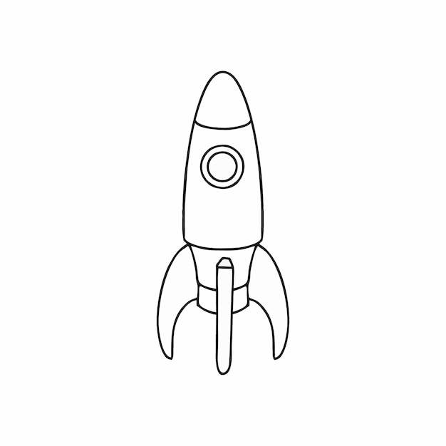 Космическая ракета, нарисованная от руки контурной линией в стиле каракули
